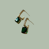Green Emerald Stone With Gold Polish Earring