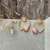 Premium Quality Golden Stone Earrings | Unique Western Style- Pink