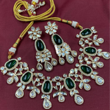 Partywear Real Kundan Choker Necklace With Long Earrings