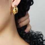 Elegant French Style Simple Style Water Droplets Plating Inlay Titanium Steel Artificial Pearls Artificial Diamond