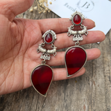 Statement Dual Nandi Brass Earrings With Monalisa Big Stone