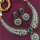 Real Kundan With Gold Polish Designer Necklace With Statement Earrings