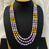 Tripple Layred Pearl beaded Dual Color Pearl Mala Necklace