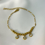 18K Gold Plated Antitarnish Casual Round Beads Bracelet