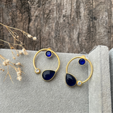 Premium Quality Golden Stone Earrings | Unique Western Style- Blue