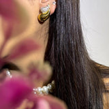 Fashionable Minimalist Stainless Steel Antitarnish Embedded Rhinestone Conch Geometric Earrings