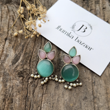 Leafy Flower Styled Brass Earrings