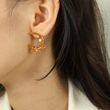 High-Grade Niche Crescent Twisted Flower Gold Stud Earrings Bow Cold Style Refined And Simple Ins Earrings- Antitarnish