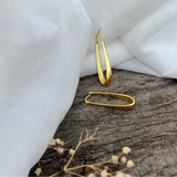 Antitarnish Gold Plated Long Oval Hoop Earrings