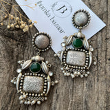 HandMade Earrings | Best Silver Replica Monalisa Stone Stud with Pearl Work