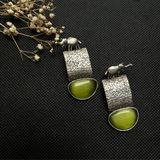Silver Replica Brass - Elepehant Earrings- Monalisa Stone