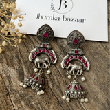 ROYAL ELEPHANT BRASS WITH PEARL EARRING- STATEMENT - PINK