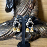 Dual Tone Metal Brass Drop Earring