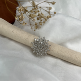 Silver Plated American Diamond Mini Flower Adjustable Ring
