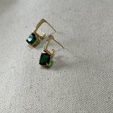 Green Emerald Stone With Gold Polish Earring