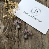 STYLISH AMAZING FLOWER POT EARRINGS IN SILVER FINISH WITH STONE- PINK