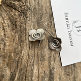 Rose Inspired Silver Replica Hook Brass Earrings