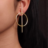 Western Style Geometric Earring- Gold - In Circle