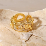 Antitarnish Chain Style Gold Plated Embellished - Free Size - Ring