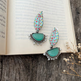 Handmade Painting Earrings | Adorable Silver Replica Brass Stone Earrings- Full Mint