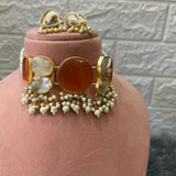 Pearl Monalisa Stone Choker With Earrings