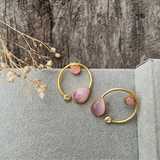 Premium Quality Golden Stone Earrings | Unique Western Style- Pink