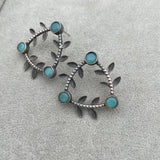LEAF-INSPIRED BRASS STUDS EARRINGS- Mint
