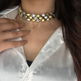 Classy Indo- Wesrern Choker With Tripple Color With Adjustable Dori