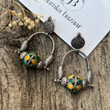 Unique Design Oxidised Dangler Earrings with Stone Work – Silver Plated