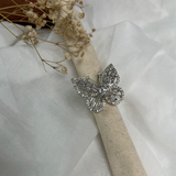 Silver Plated American Diamonds Studded Butterfly Adjustable Ring