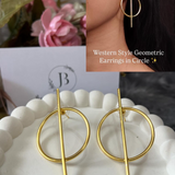 Western Style Geometric Earring- Gold - In Circle