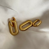 18k Gold Plated French Style Square Dual Earring With Gold Polish