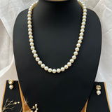 Elegant Single Pearl Mala necklace With Tiny Kundan Pearl Earrings