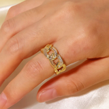 Antitarnish Chain Style Gold Plated Embellished - Free Size - Ring