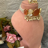 Pearl Monalisa Stone Choker With Earrings