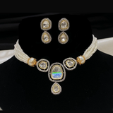 Real Kundan Dual Tone Necklace With Earrings