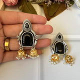 Dual Tone Metal Brass Drop Earring