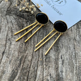 Elegant Golden Dangler Earrings with Monalisa Black Stone