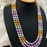 Tripple Layred Pearl beaded Dual Color Pearl Mala Necklace