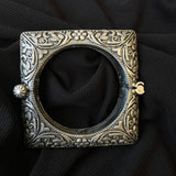 Antique Brass Indian Style Free Size Cuff -Traditional Silver Replica Kada Bangle