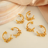 High-Grade Niche Crescent Twisted Flower Gold Stud Earrings Bow Cold Style Refined And Simple Ins Earrings- Antitarnish