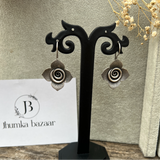 Rose Inspired Silver Replica Hook Brass Earrings