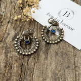 SILVER REPLICA ELEPHANT EARRINGS | BEST PARTYWEAR DANGLER STUD- BLUE