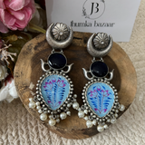 Handmade Silver Plated Hand Painting Tanjor Art Earrings