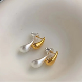 2 in 1 Simple Style Water Droplets Mixed Metal Antitarnish Earring