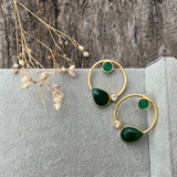 Premium Quality Golden Stone Earrings | Unique Western Style- Green